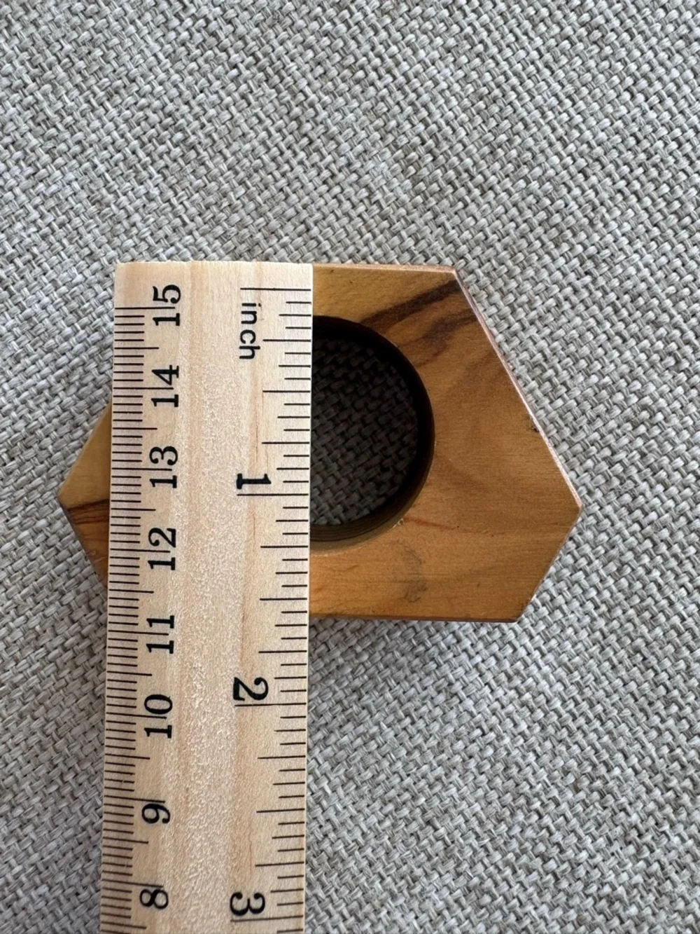 Set of 6 Wood Napkin Rings – Geometric Olive Wood Style Tabletop Decor